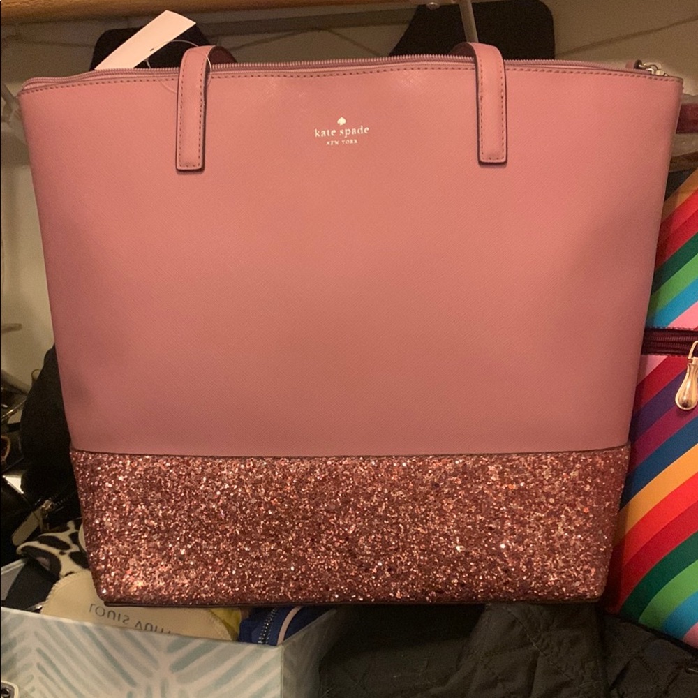 kate spade rose pink glitter tote - Picture 5 of 6